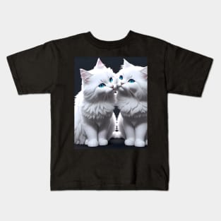 White Cats - Modern Digital Art Kids T-Shirt